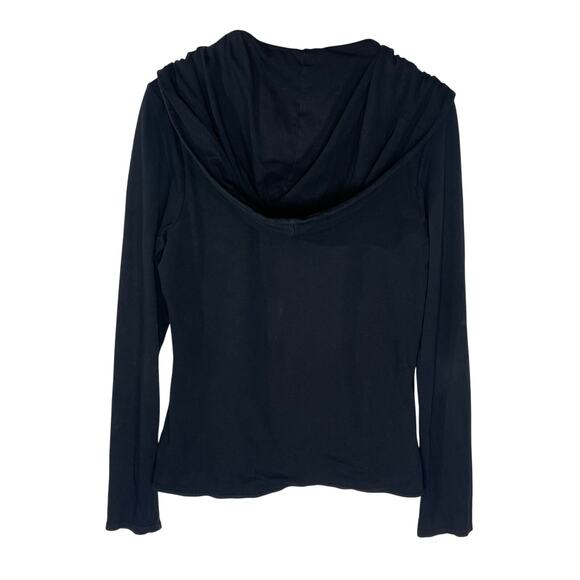 JAMES PERSE Women’s Wrap Front Black Jersey Knit Hoodie size 3/large - Picture 3 of 3